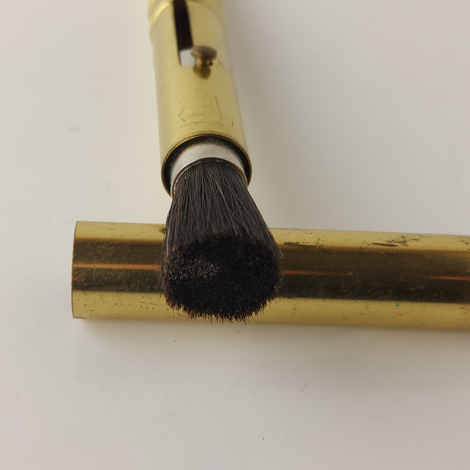Vintage Retractable Double Ended Brass Camera Lens Brush and Polisher #5856