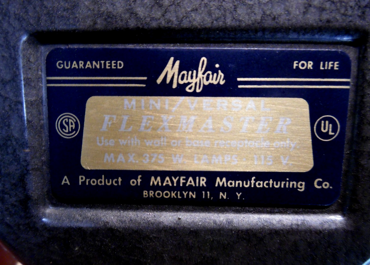 VINTAGE 1960s MAYFAIR LIGHTS BROOKLYN 11 ,NY MINI/VERSAL FLEXMASTER MOVIE LIGHT