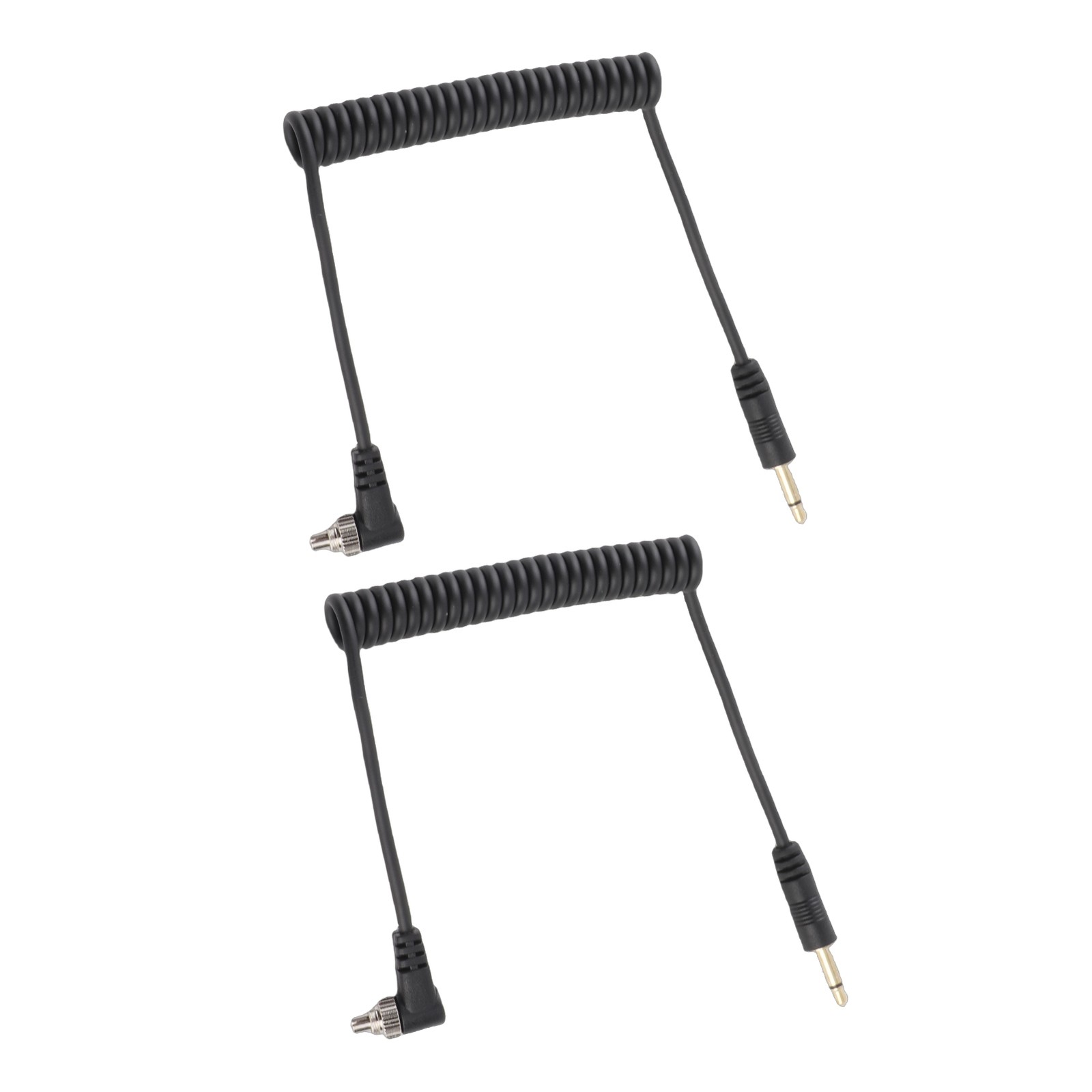 2pcs Universal 3.5mm To Male Flash PC Sync Cable Coiled Cord With Screw Lock For