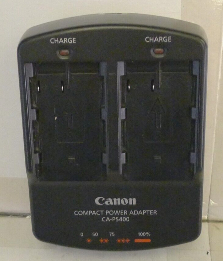 Canon Compact Power Adapter & Dual Battery Charger CA-PS400 w/ Power Cord-TESTED