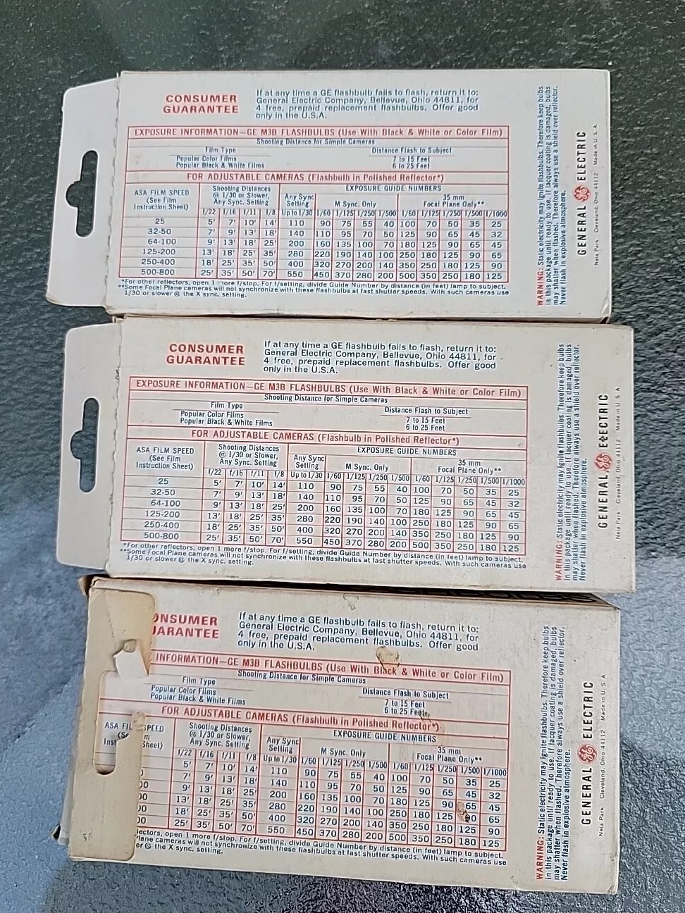 M3B GE FLASHBULBS Vintage Photo Camera General Electric Flash Bulbs Lot 34 Each