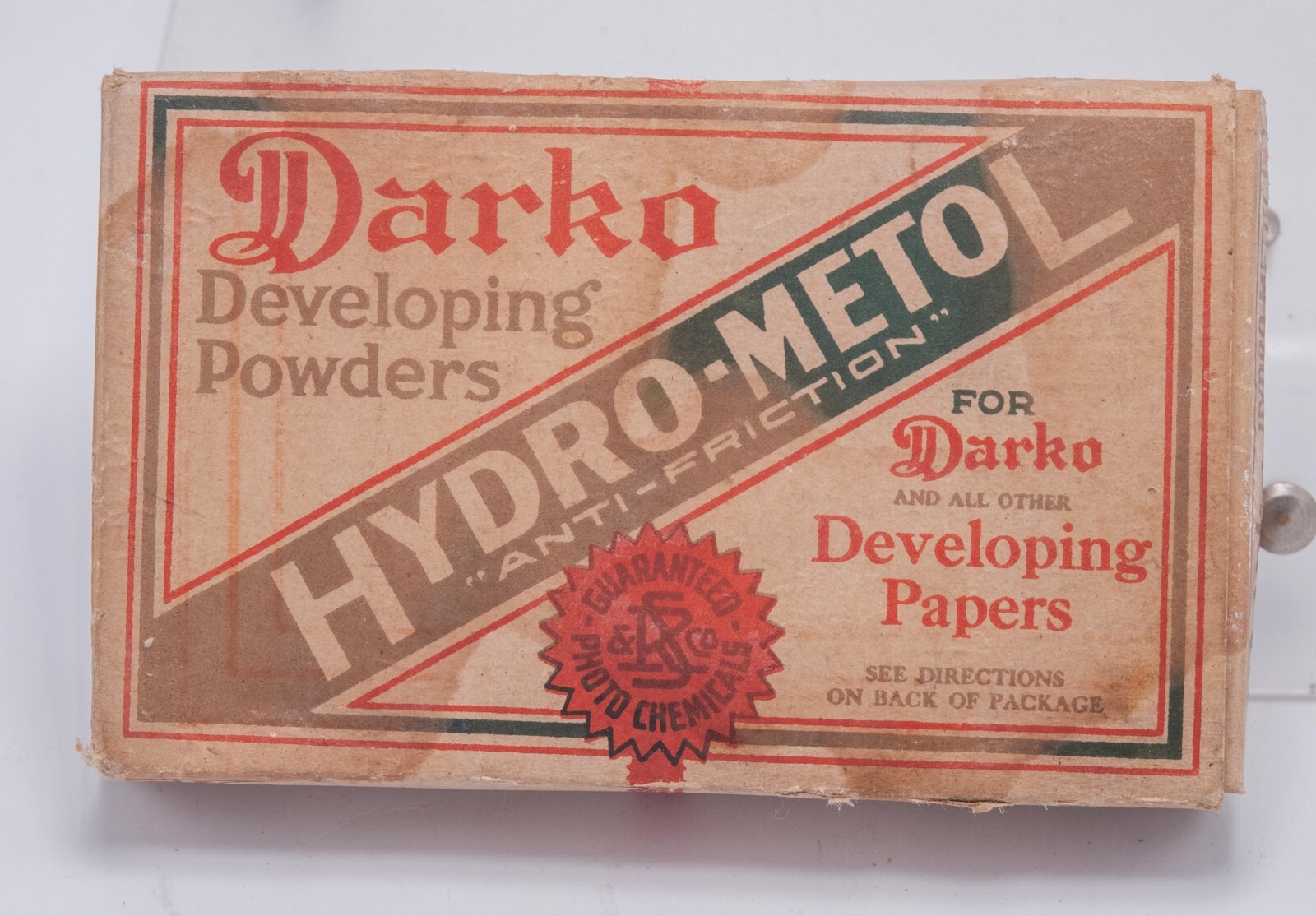 Antique – Sears Robuck Darko Hydro-Metol Film Developing Powder Box w/ 5 Tubes