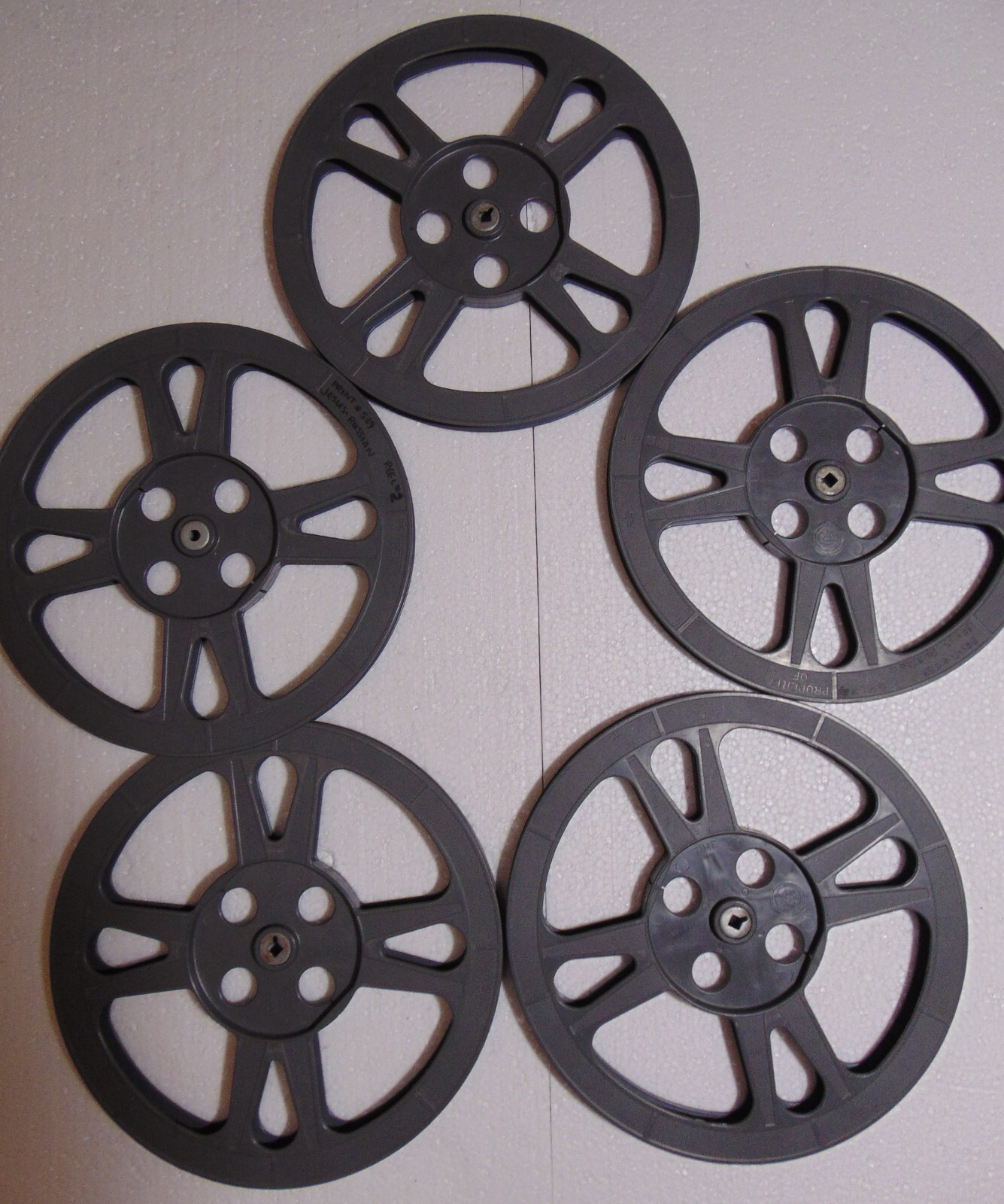 5pc lot Empty 16mm Film Reel and Can set 12″ 1200ft Movie Take Up 1200′ 360m
