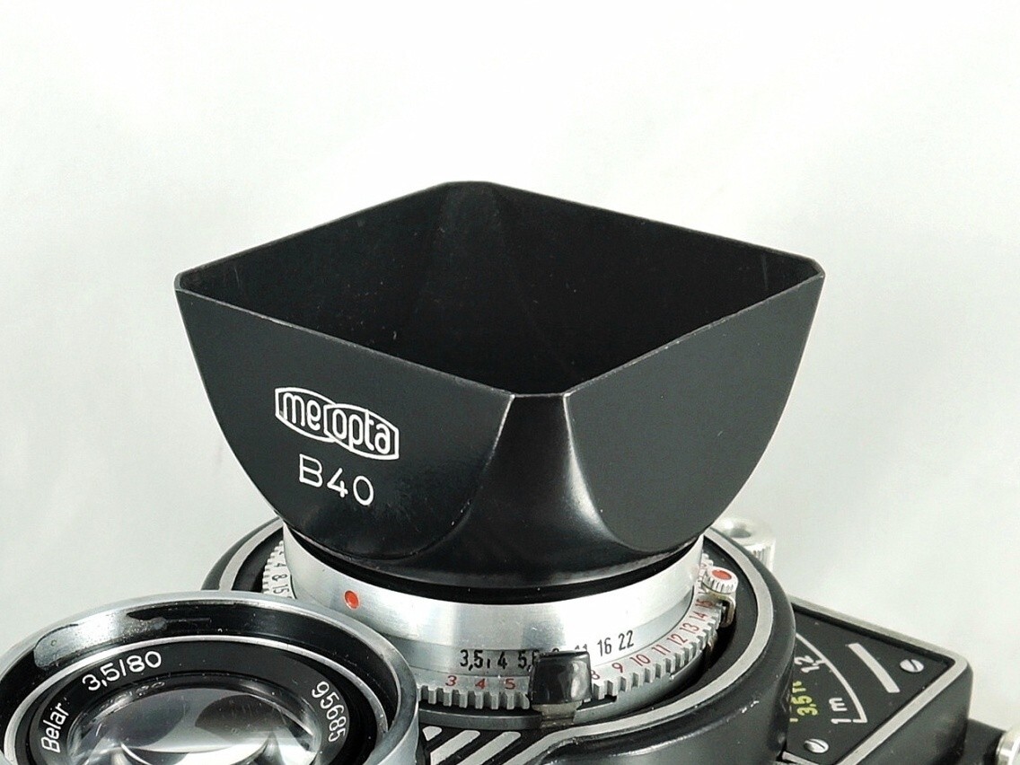 Shade hood Flexaret Meopta square bayonet B40 metal + Genuine box very nice