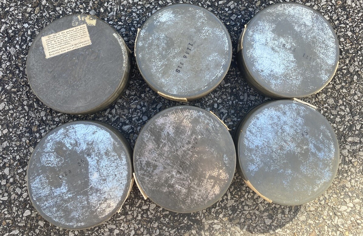 Vintage Agfa Ansco 4″ Tin Negative Film Canister 35mm 100FT with Reel Lot of 6