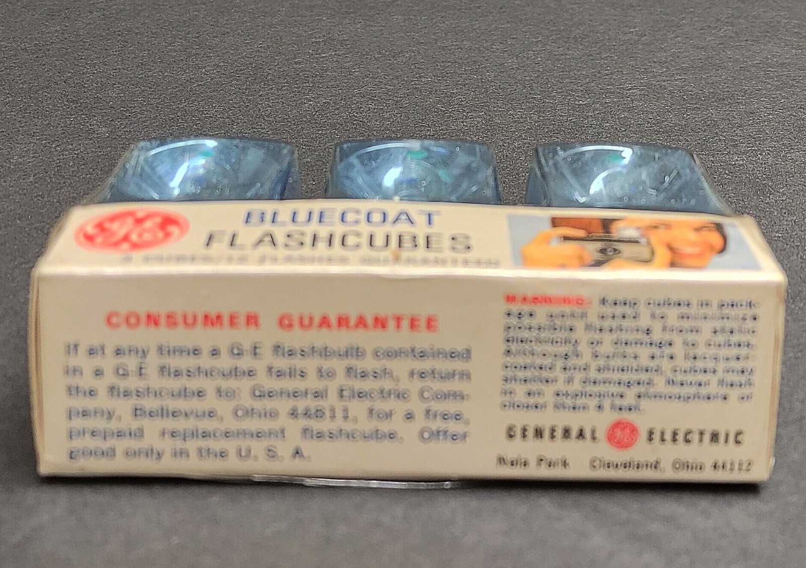 GE Bluecoat Flashcubes / Flashbulbs, 3 Vintage NOS New Flash Cubes still sealed
