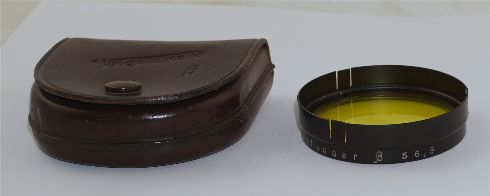 Vintage Voigtlander Push On Yellow Filter 56.9mm w/ Case