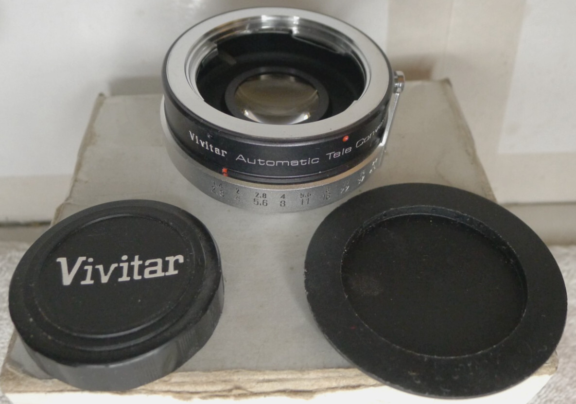 Vivitar MC Tele Converter 2X-5 & Box, Caps & Case for Minolta – Made in Japan