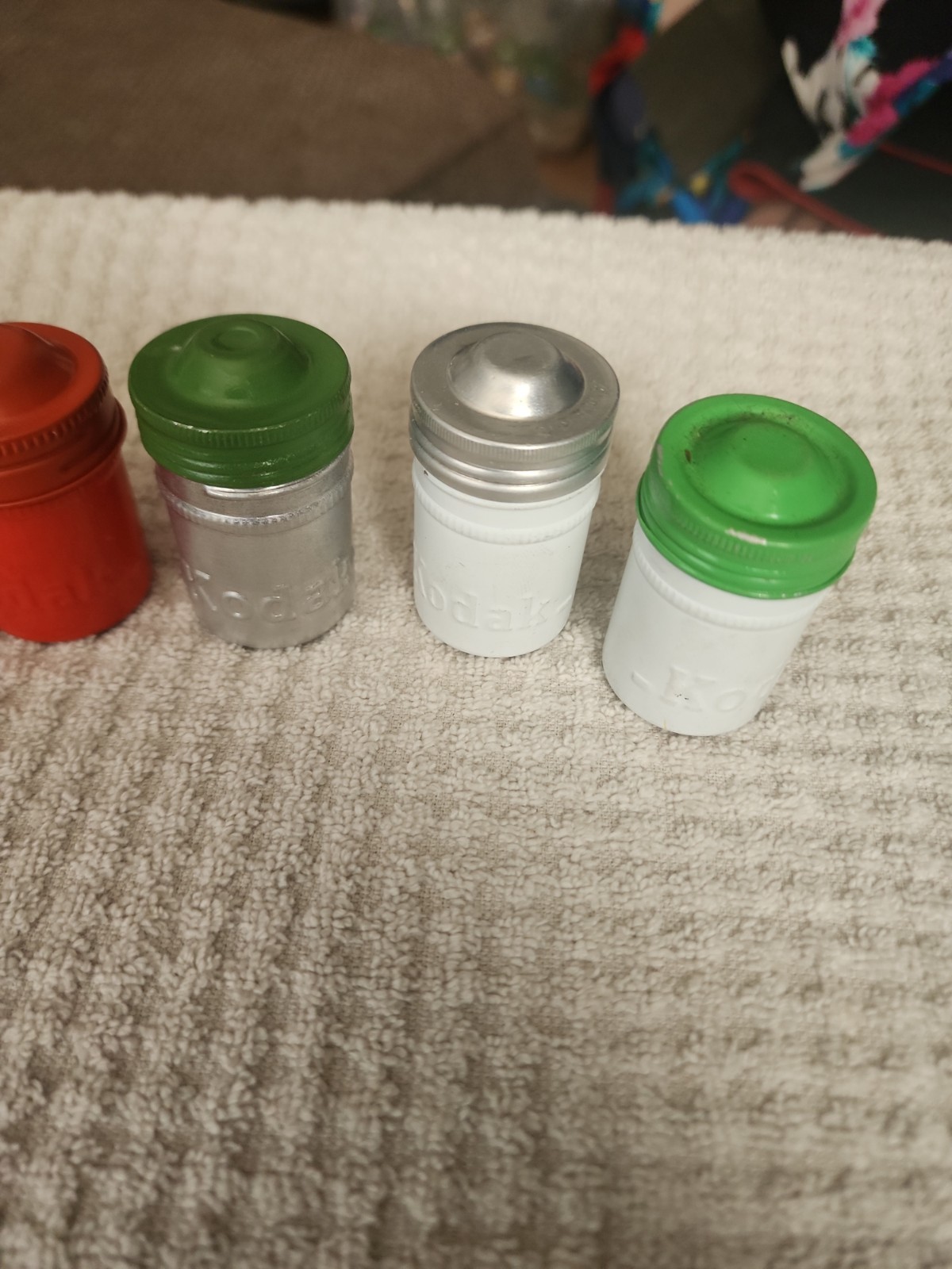 Lot of 6 Yellow, Black and Stainless Metal Aluminum 35mm Film Can Canisters