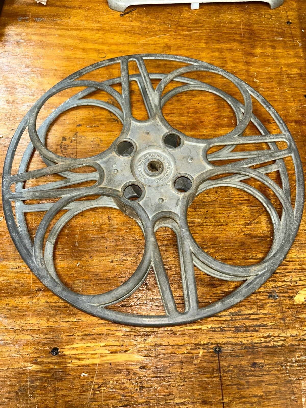 Vintage Goldberg Bros. Denver, CO 15″ 35mm Aluminum 4-Hole Film Reel