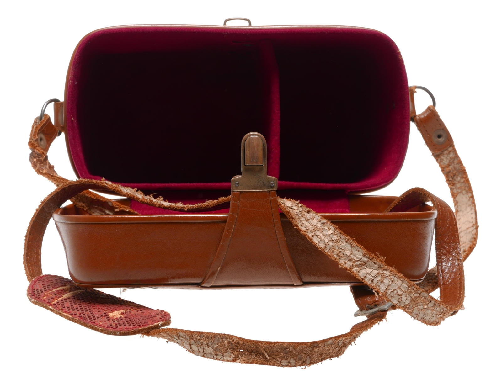 CPE Movie picture vintage film camera antique tan leather case shoulder strap