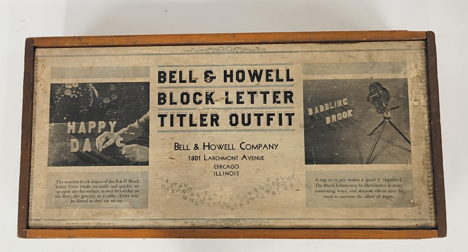 RARE 1950’S BELL & HOWELL 2.5″ WOOD BLOCK LETTER TITLER OUTFIT
