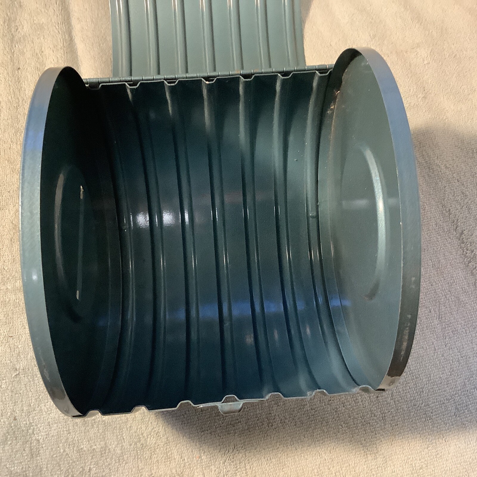 Vintage Light Blue Metal Compco Corp 8mmFilm Reel Bank Chicago USA With Box