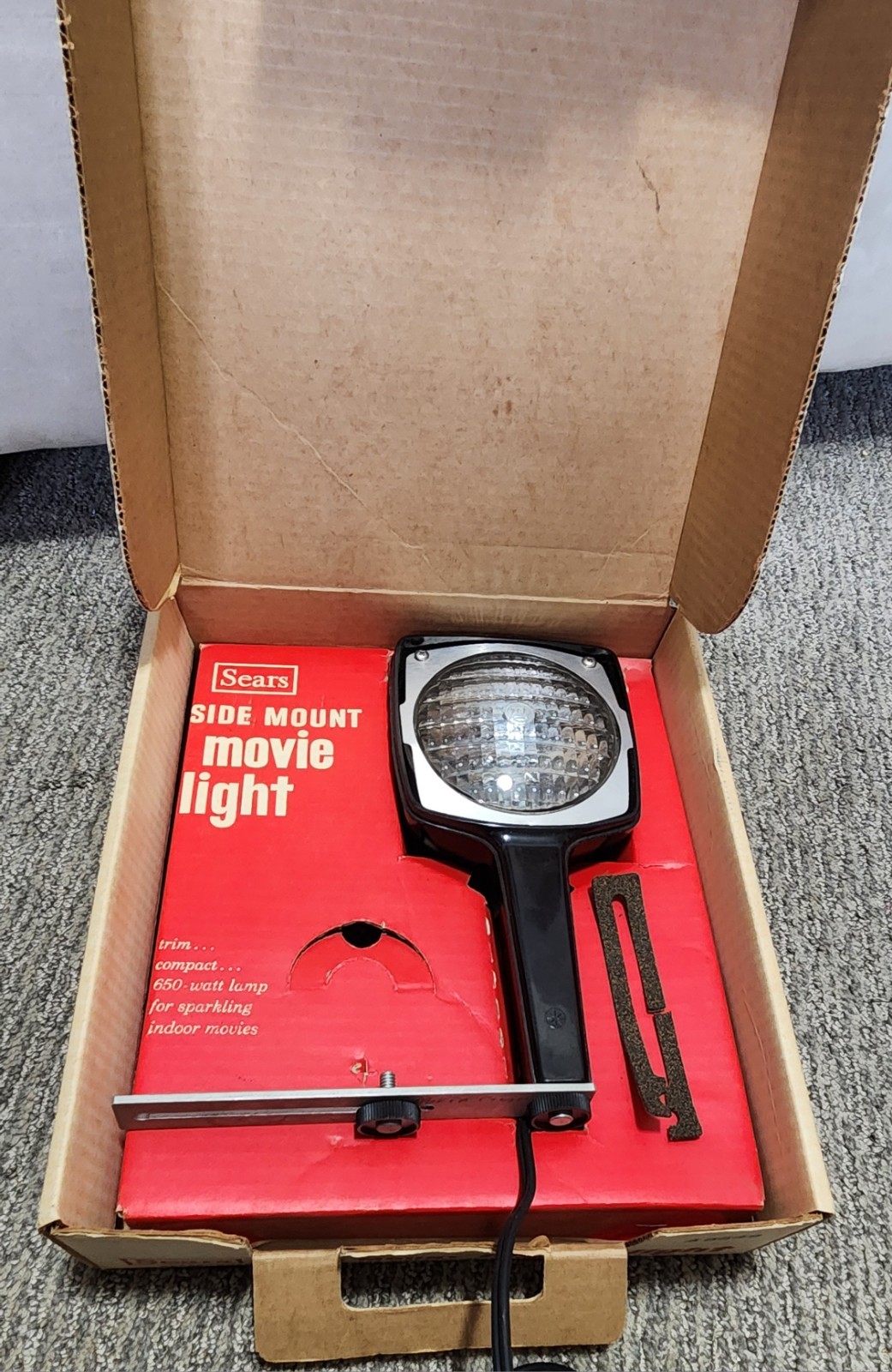 Vintage Sears Side Mount Movie Light 3-8849 With Original Box Works Great