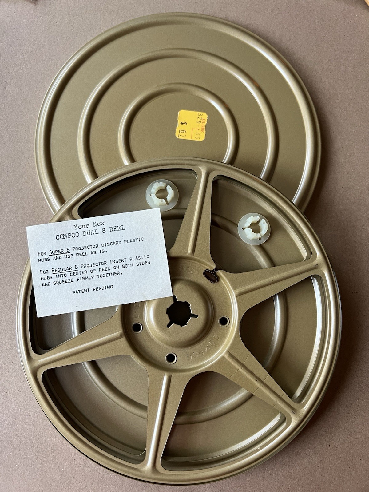 Vintage Compco Dual 8 Film Reel 7” with Insert & Hubs Super 8 / Regular 8