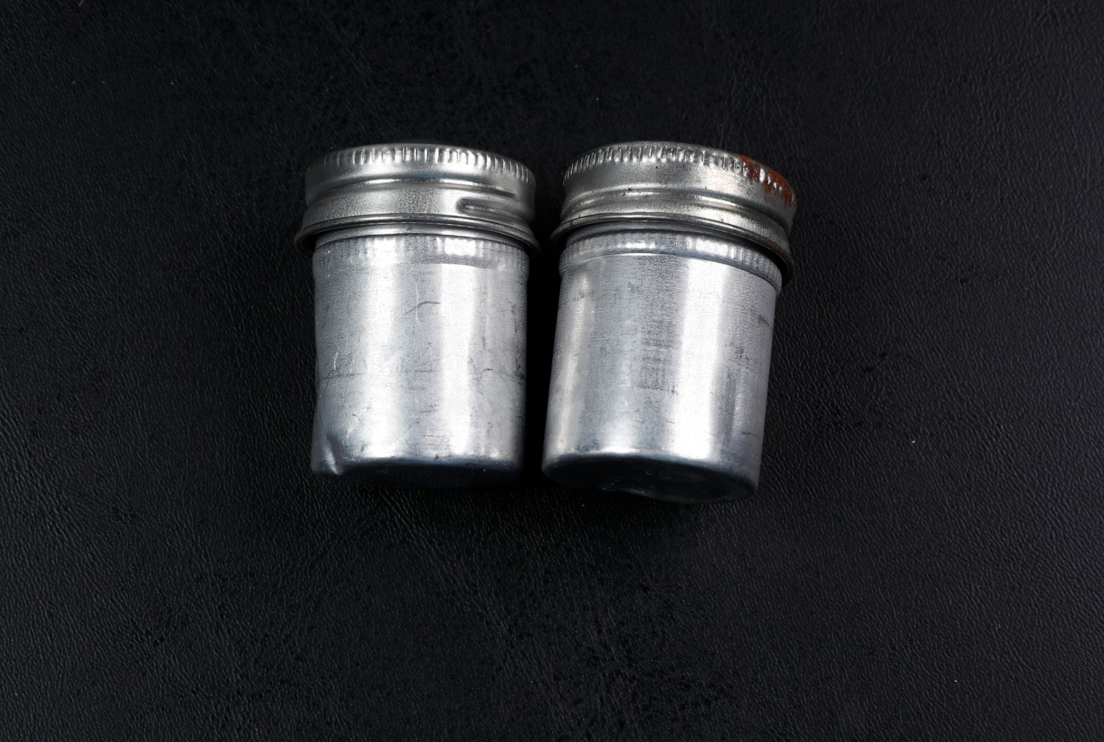 Lot of 2 Vintage 35mm Photographic Film Metal Canisters, Aluminum, Photo