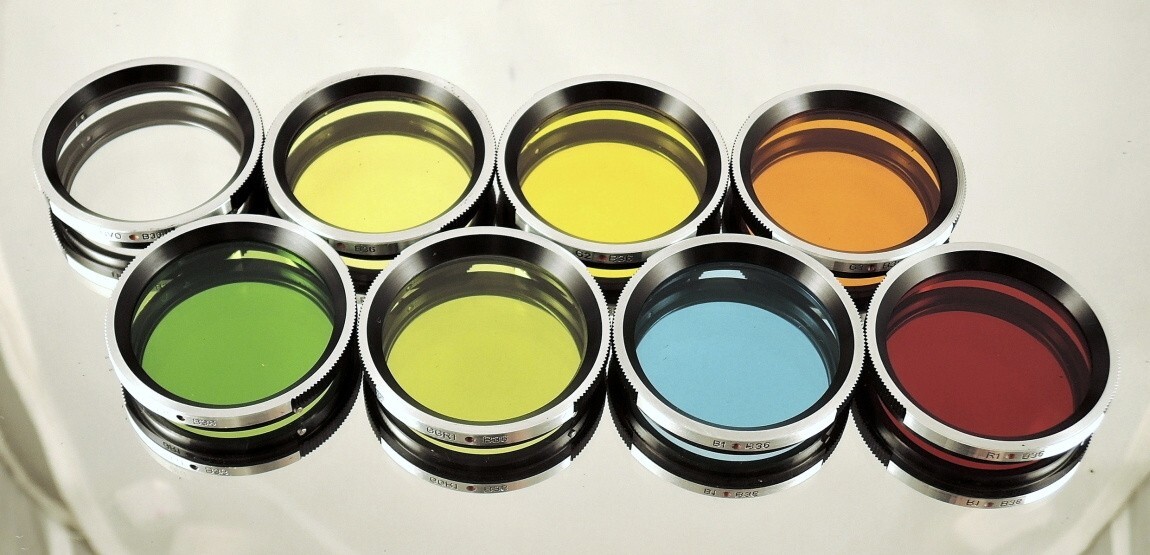 RARE set of eight filters B36 for Flexaret MEOPTA Czechoslovakia genuine MINT
