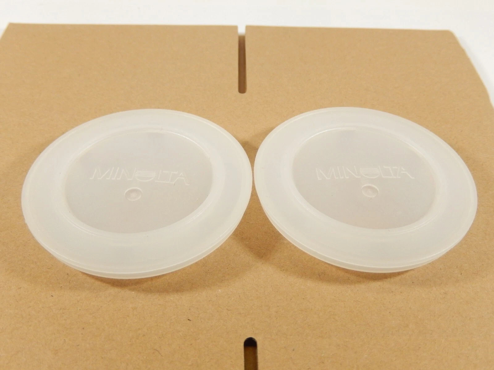 VINTAGE MINOLTA WHITE A MOUNT BODY CAP PAIR