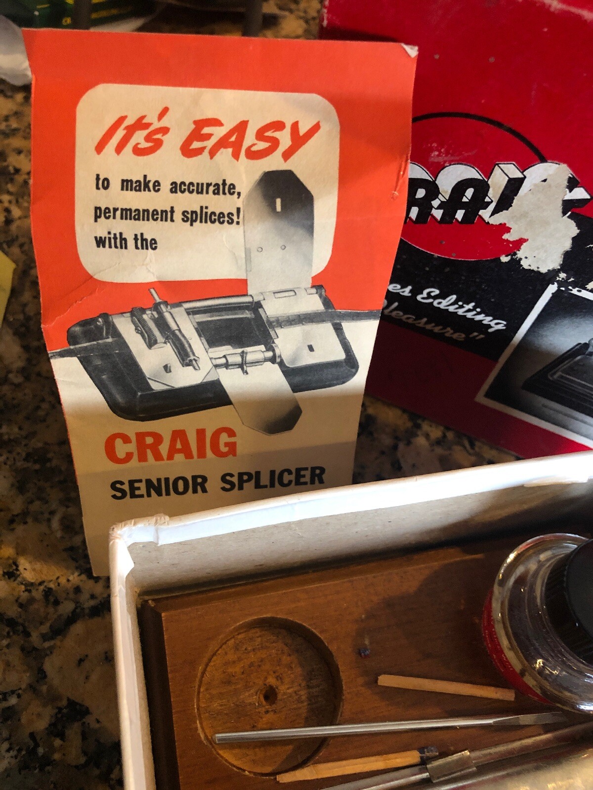 Craig 8mm 16mm Junior Splicer Film Movie Vintage Box Instructions Editing Jar