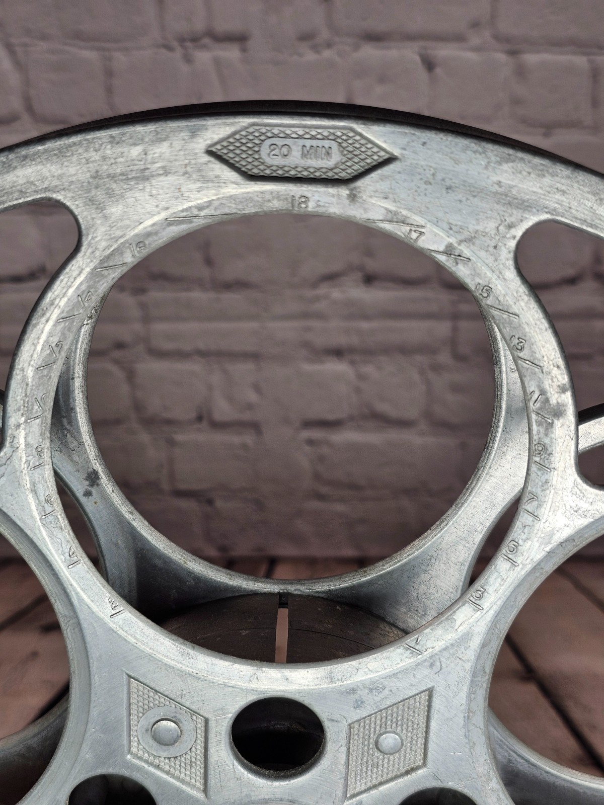 Vtg Goldberg Bros 15″ 35mm Cast Aluminum Movie Film 6 Hole Reel Denver 20 Min #1