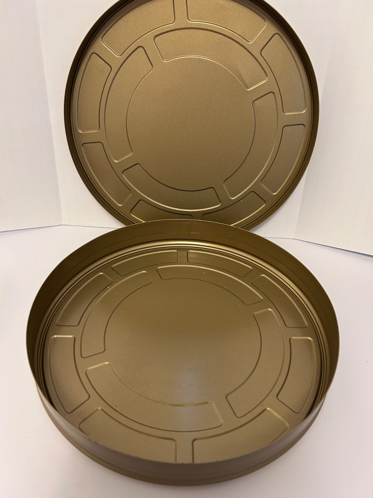 16mm/35mm Empty Metal Movie Film Reel Canisters 3pc Lot Golden Brown