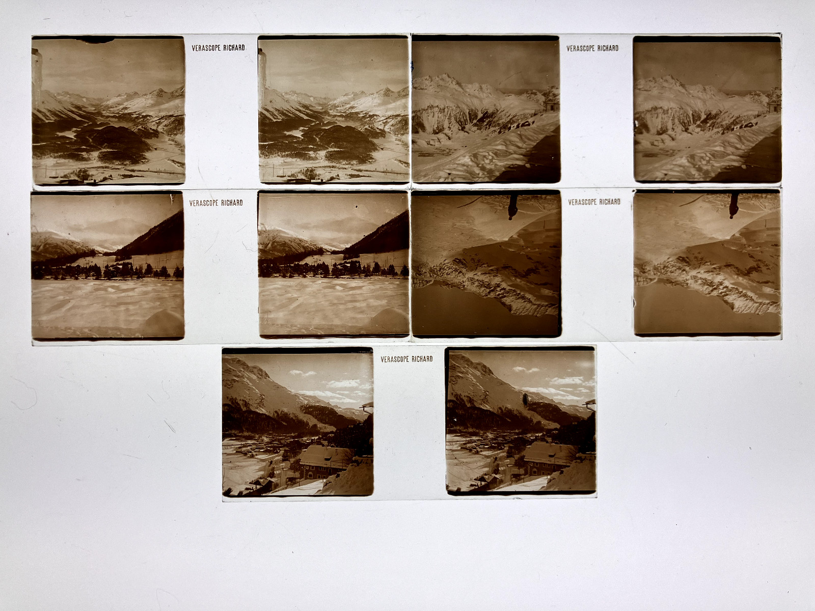 Lot of 24 Stereo Views on Glass, St. Moritz Switzerland, Mountaineering, Skii…