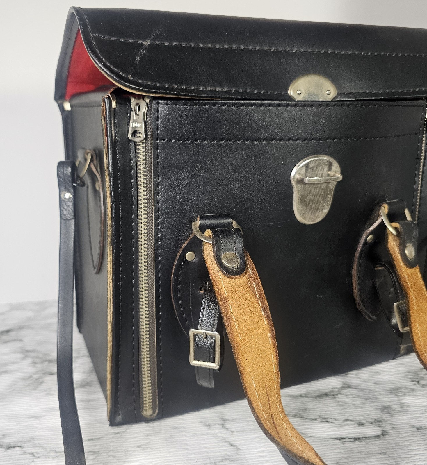 Vintage Kali-Bag Black Leather Camera Bag Large Kalimar Made in Japan