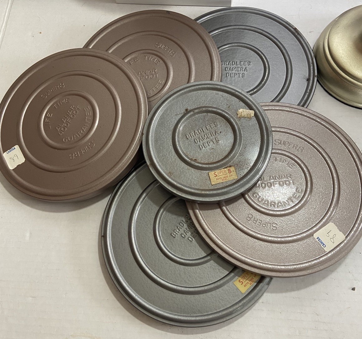 Vintage 8mm Film Metal Reel & Cans 5 Ea 7” And 1 Ea 5” 1960’s/70’s