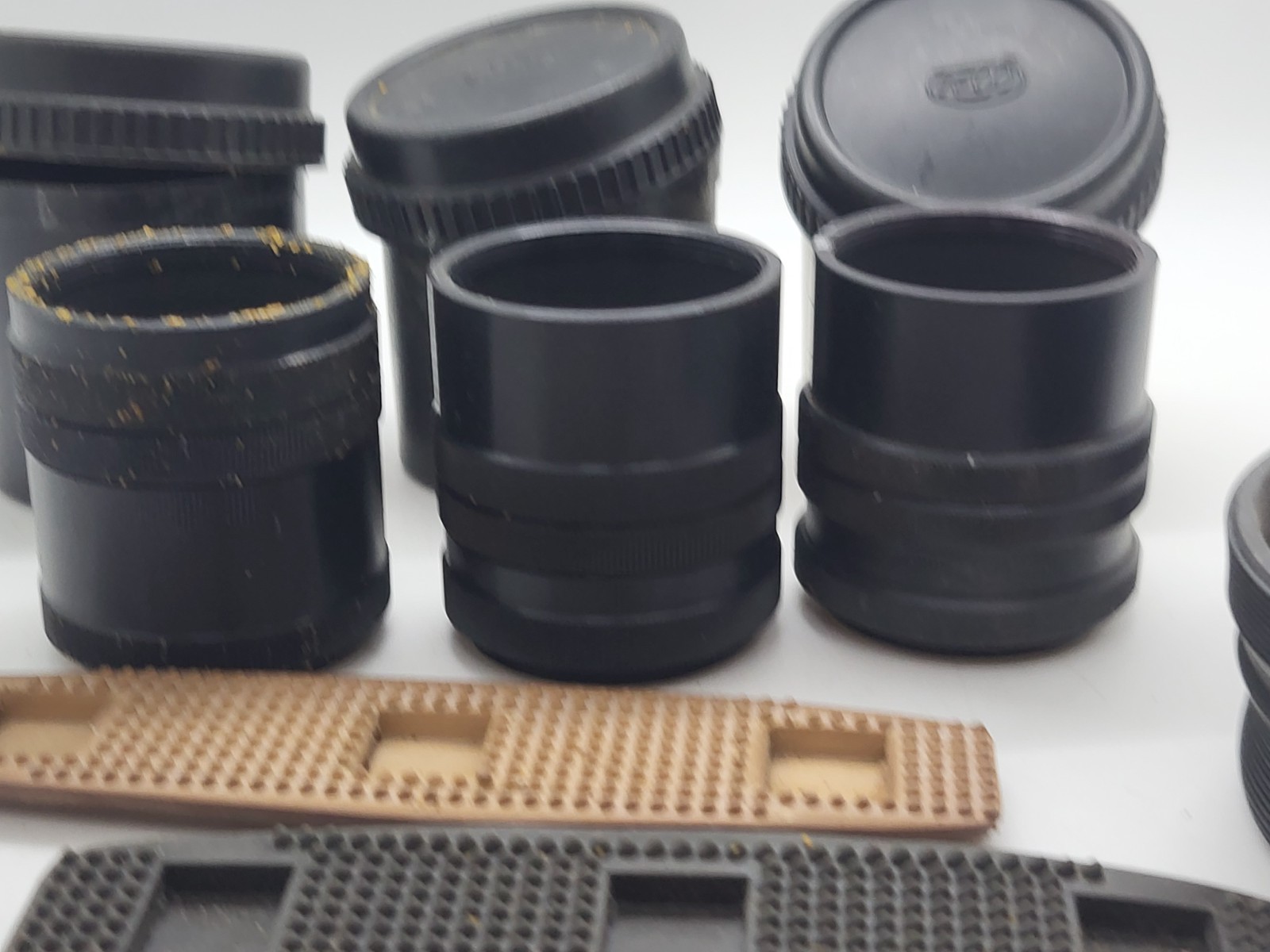 Vintage photography accessories: Extension rings shutter release cable lens hood
