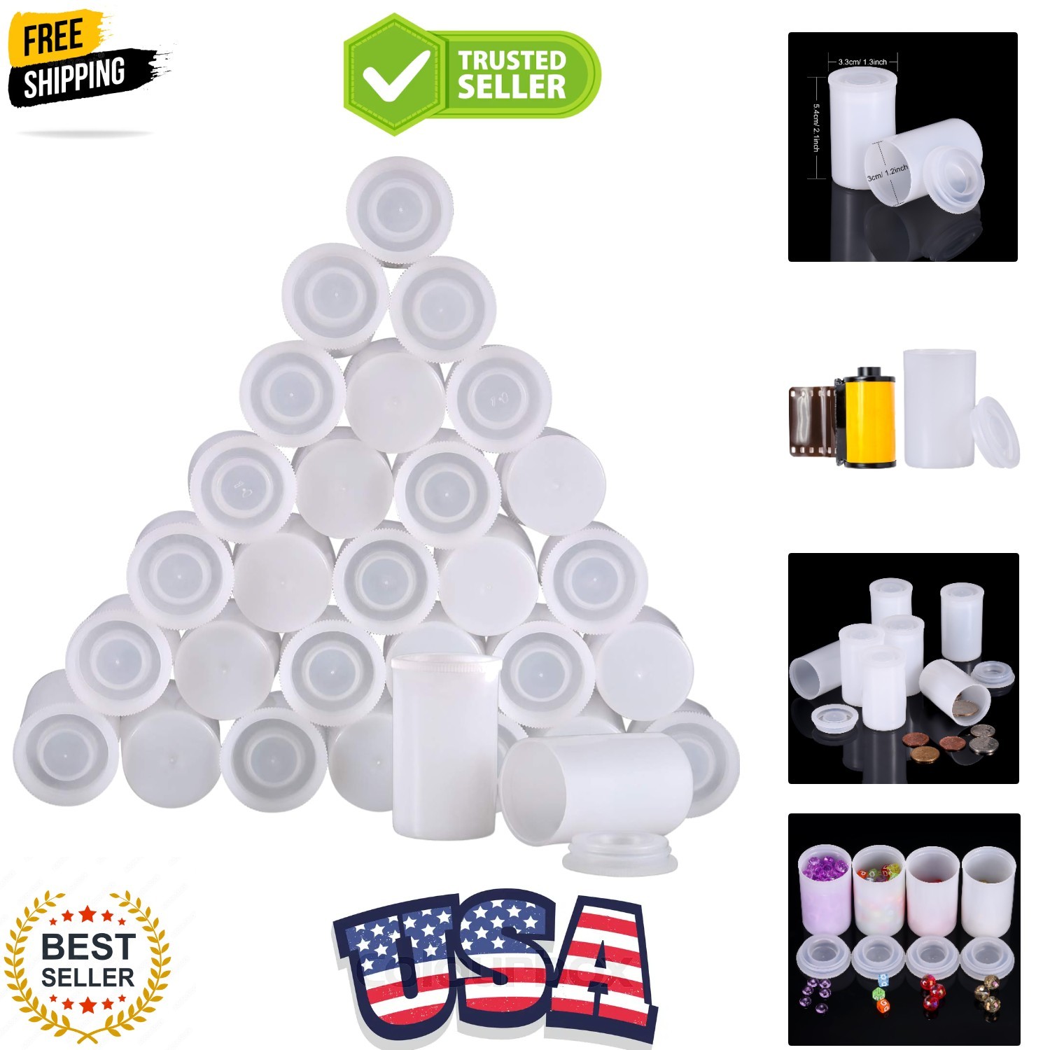 30 Pieces Plastic Film Canister Holder, 35 mm Empty Camera Reel Containers, S…