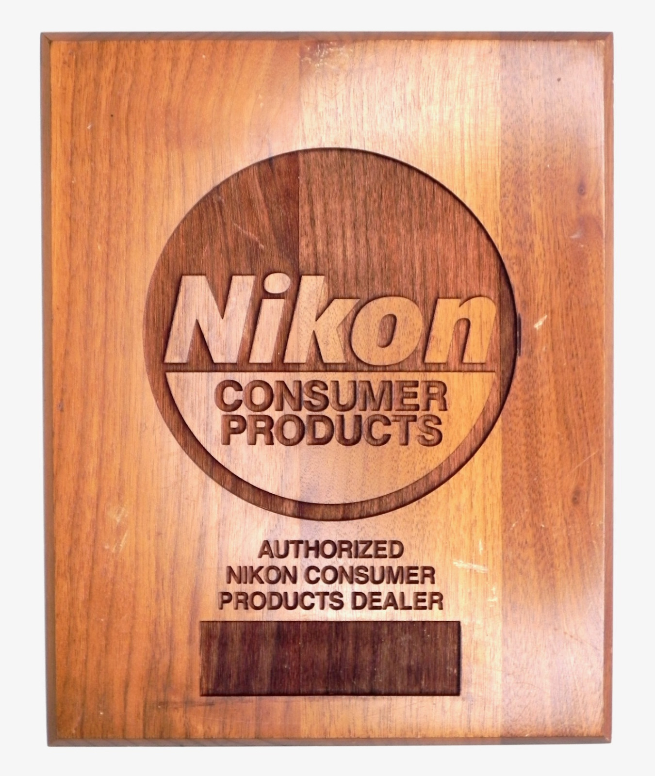 Vintage Nikon Wood Sign for Authorized Nikon Consumer Products Dealer…..V.Rare