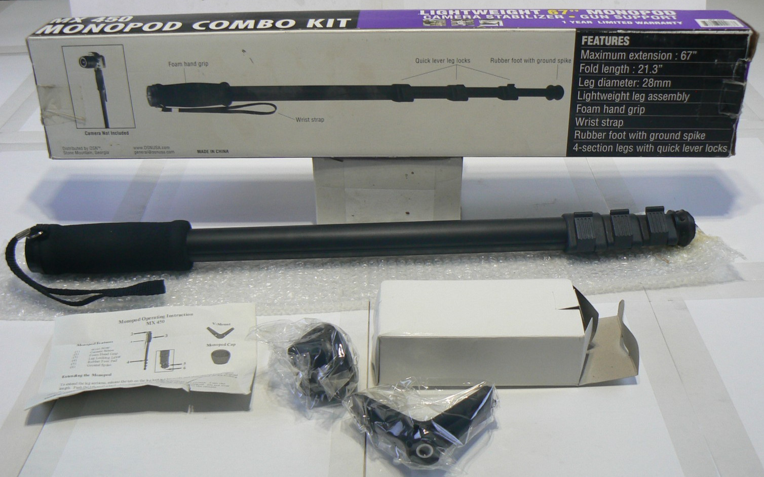 Monopod MX 450 Combo Kit 67″ Camera OR Gun Support by OSN -NOS Open Box