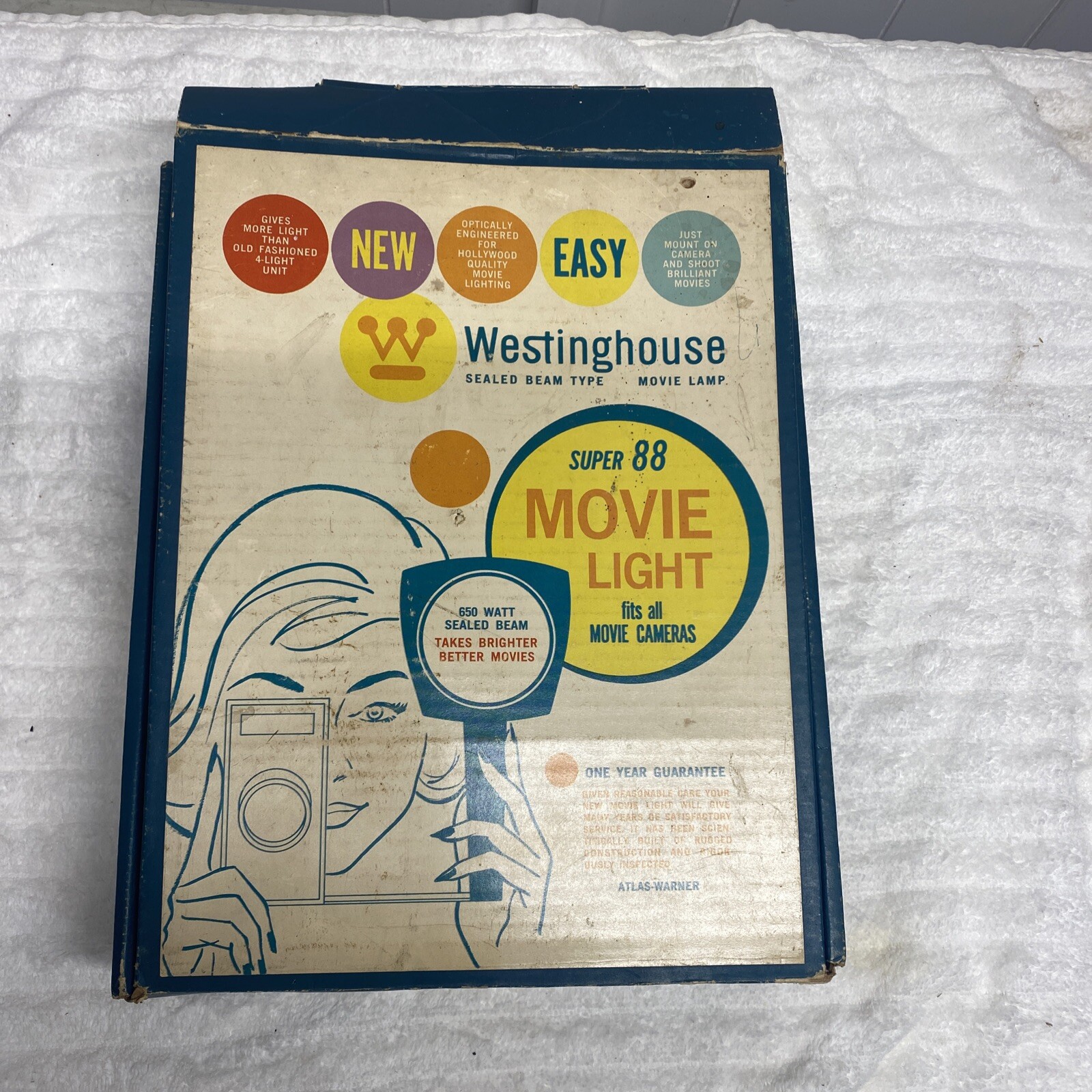 VINTAGE COLLECTIBLE WESTINGHOUSE 650 WATT SEALED BEAM SUPER 88 MOVIE LIGHT WORKS