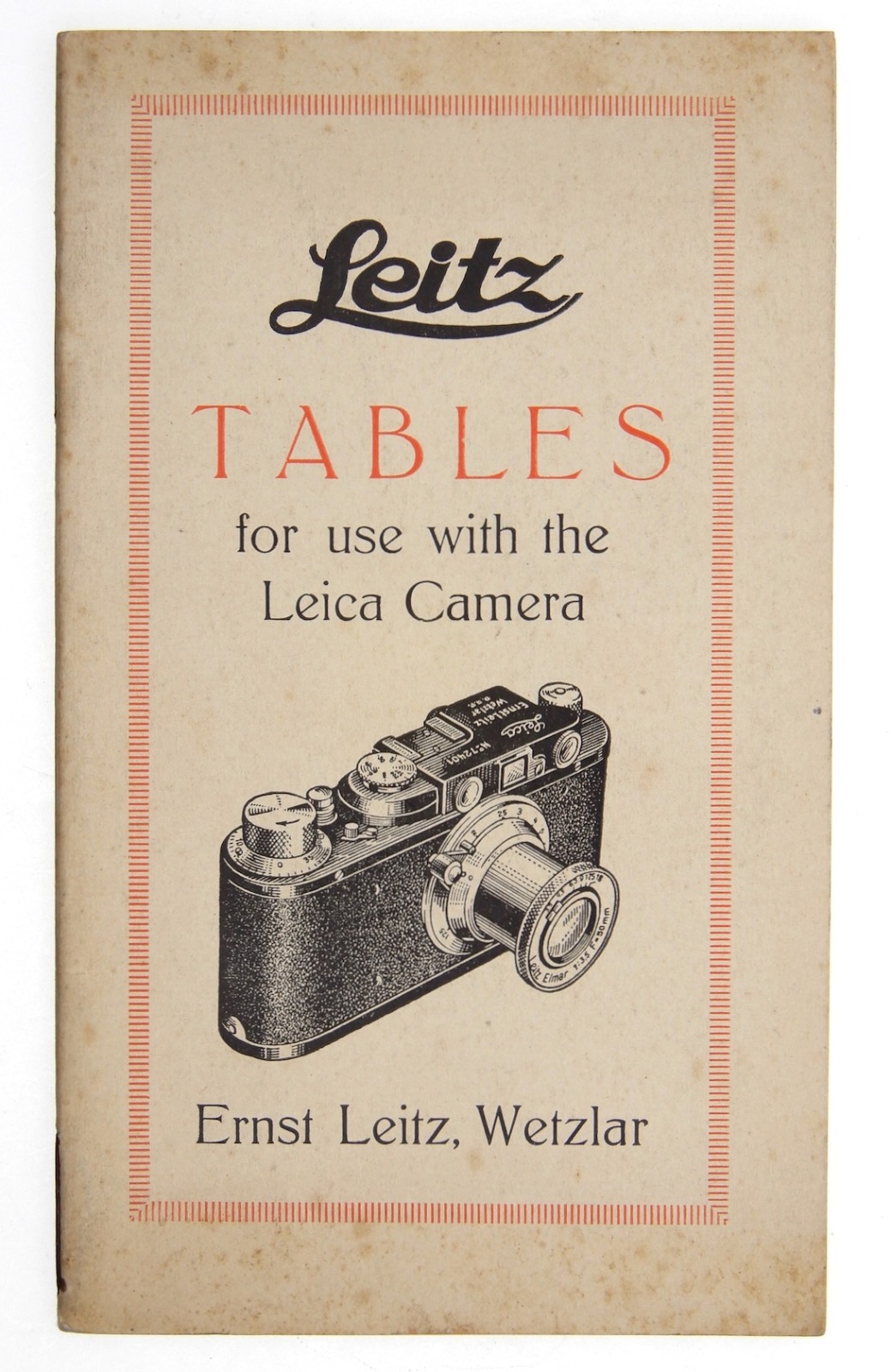 Leica II Model F Lens Tables Ernst Leitz Wetzlar 1932
