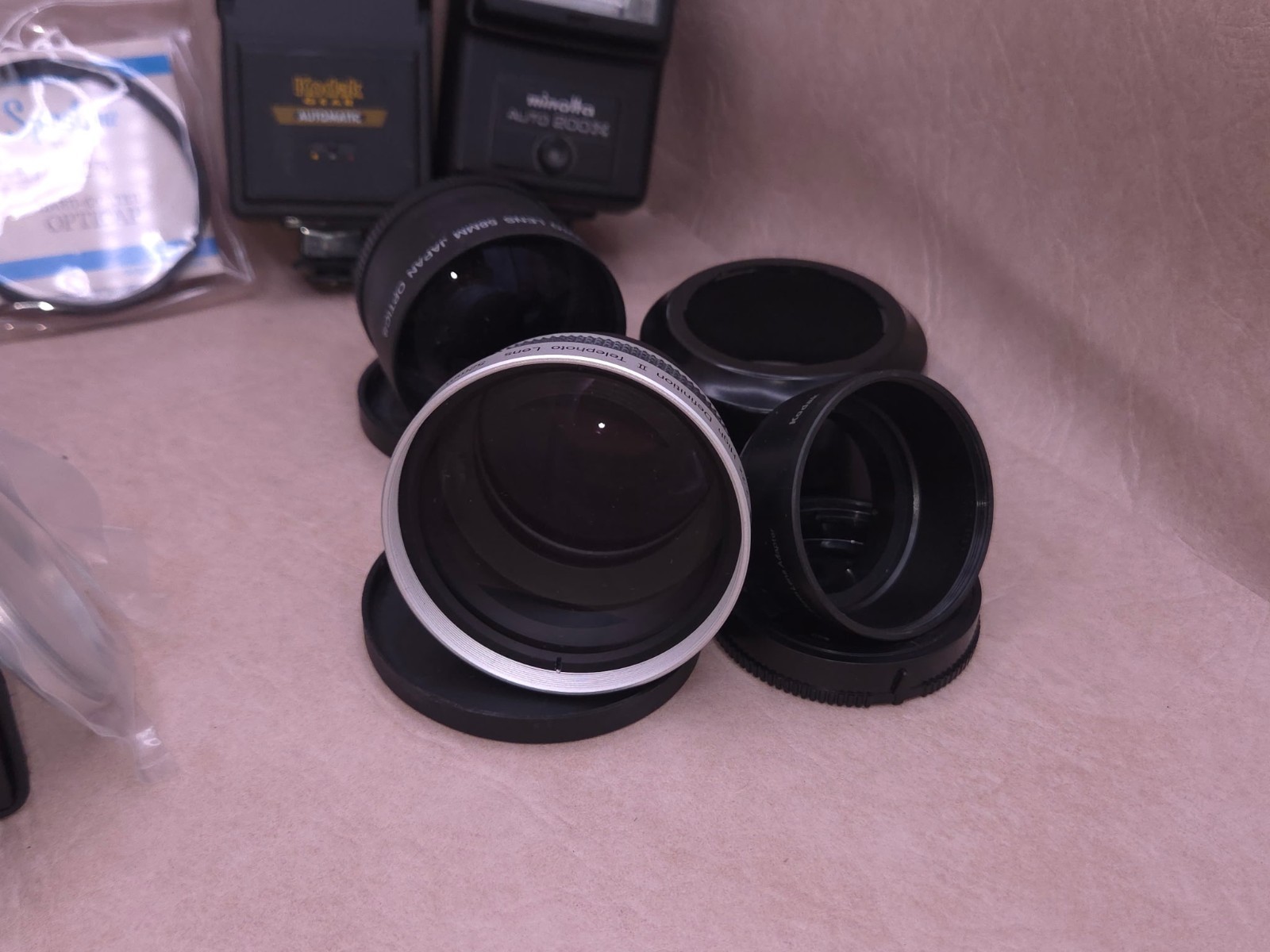 Mixed Vintage & Modern Camera Accessory Lot Opteka Lens