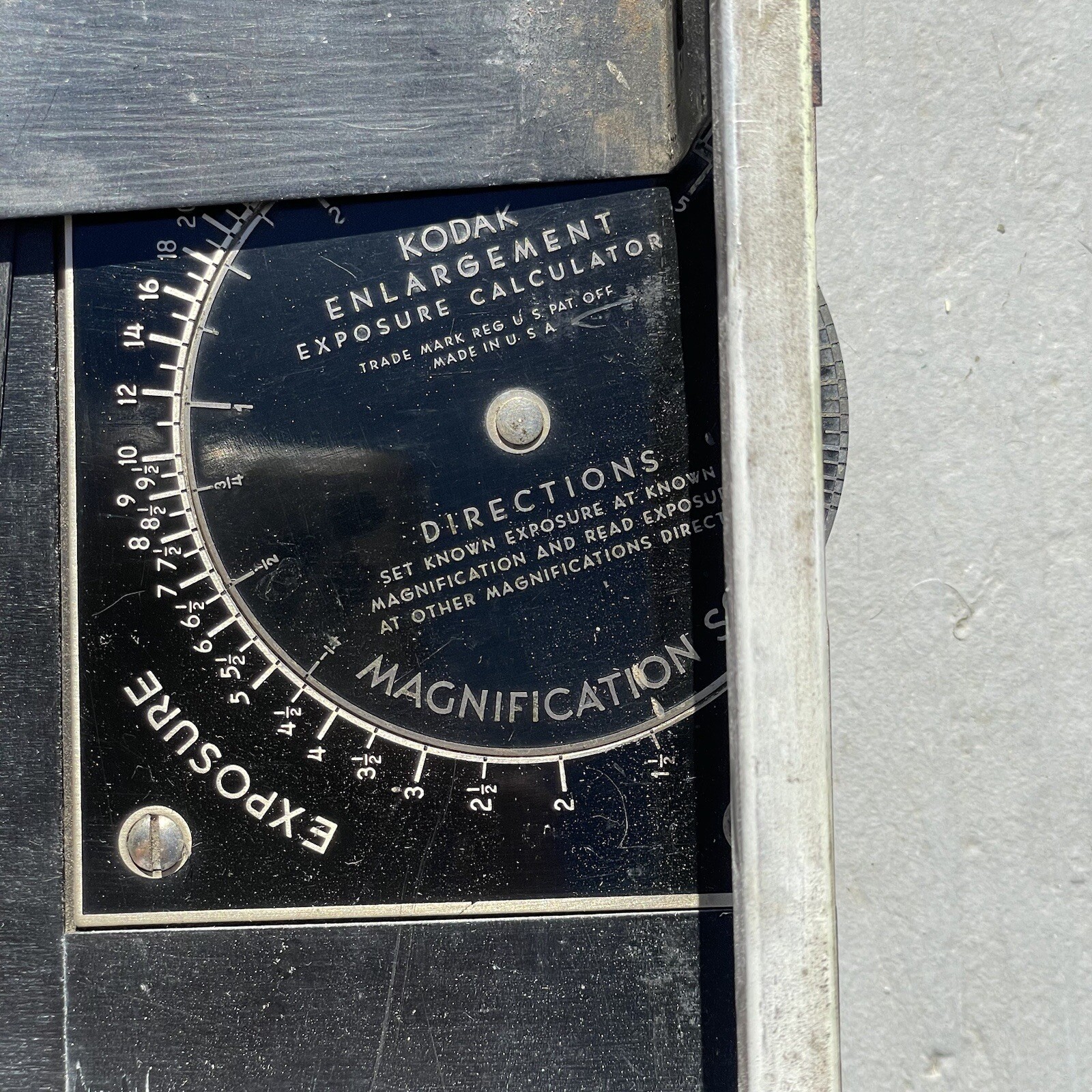 Vintage Mid-Century Kodak Enlargement Exposure Calculator & Measuring Tray