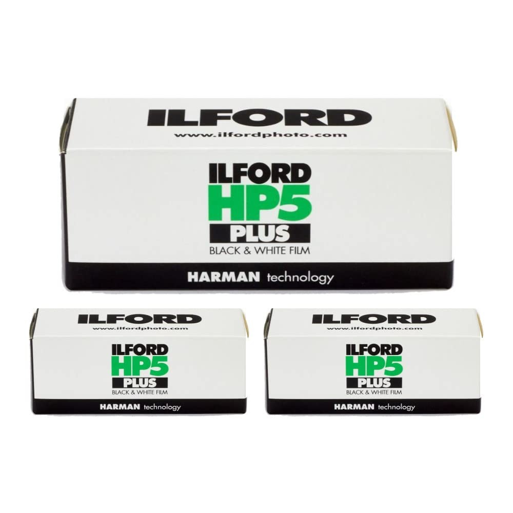 HP5 Plus ISO 400 Black and White Negative Film (120 Roll Film) (3-Pack) Bundl…