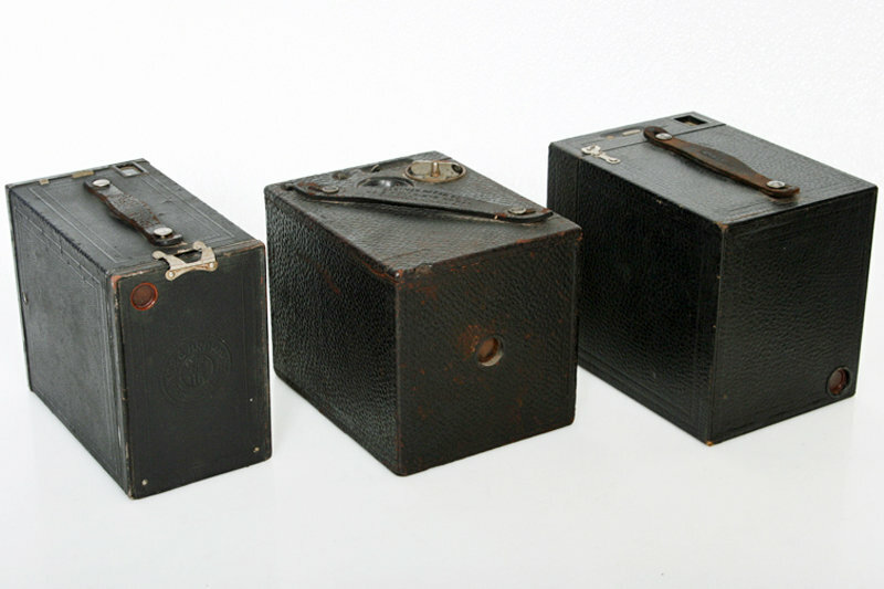 7 Antique Box Cameras Collection * Mostly Kodak, Western magazine camera