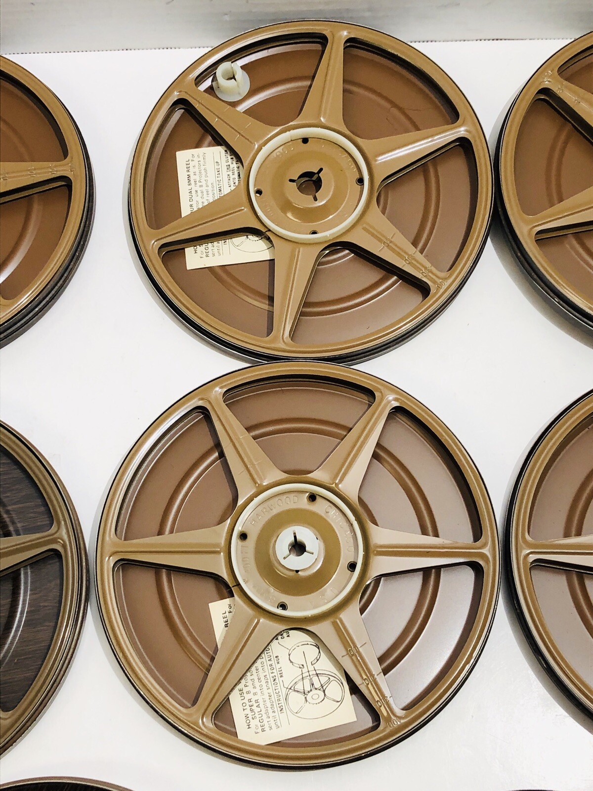 Vintage Harwood 8mm 400’ 7” Metal Reel & Can Lot Of 7 + 1 Empty Can