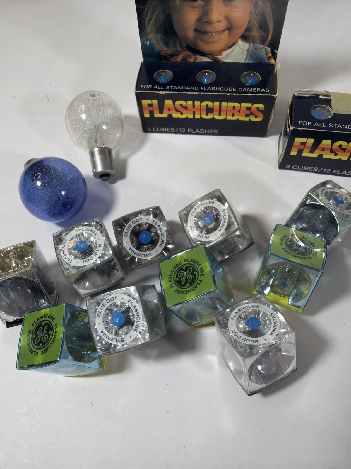 Vtg Sylvania Flash Cubes Blue Dot Pack of 3 -12 Flashes New Sealed 2 Box & Extra
