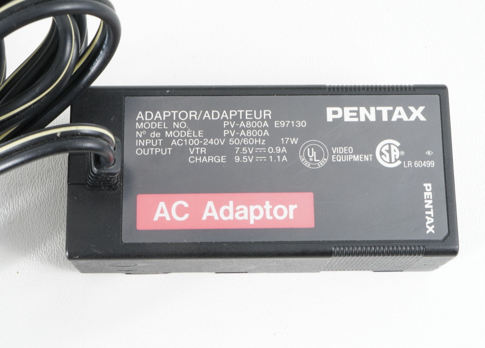 -Genuine Pentax AC Adapter PV-A800A For Video Camera Tested W/ Battery Adapter