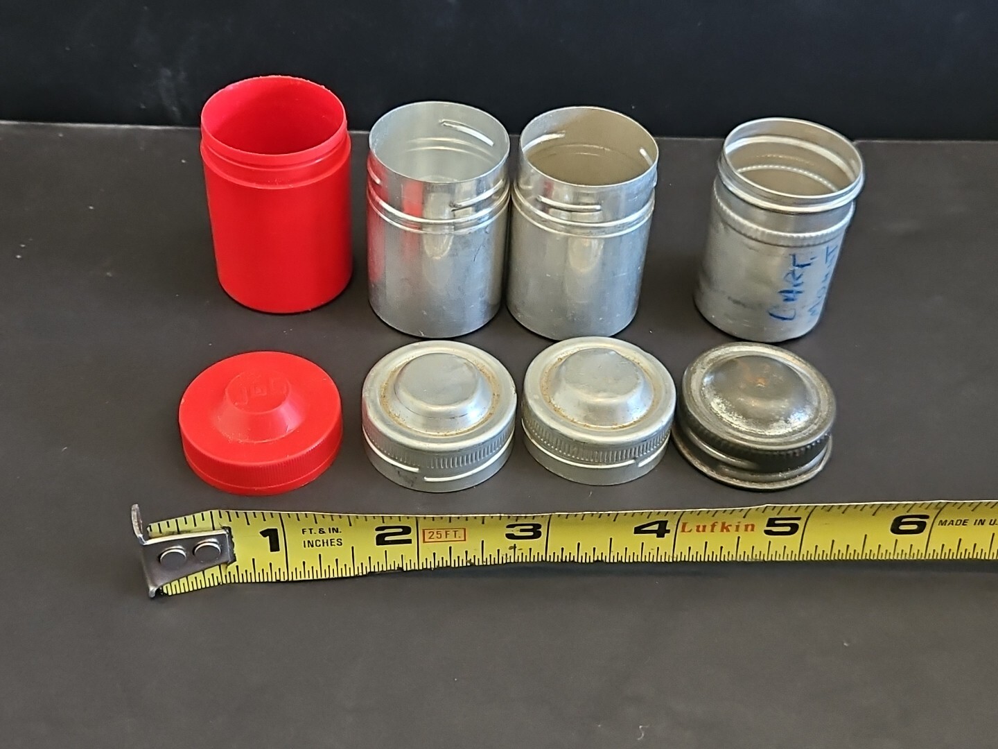 4-VINTAGE METAL FILM( 1-PLASTIC) CANISTER TIN CONTAINERS EMPTY 3 MADE IN GERMANY
