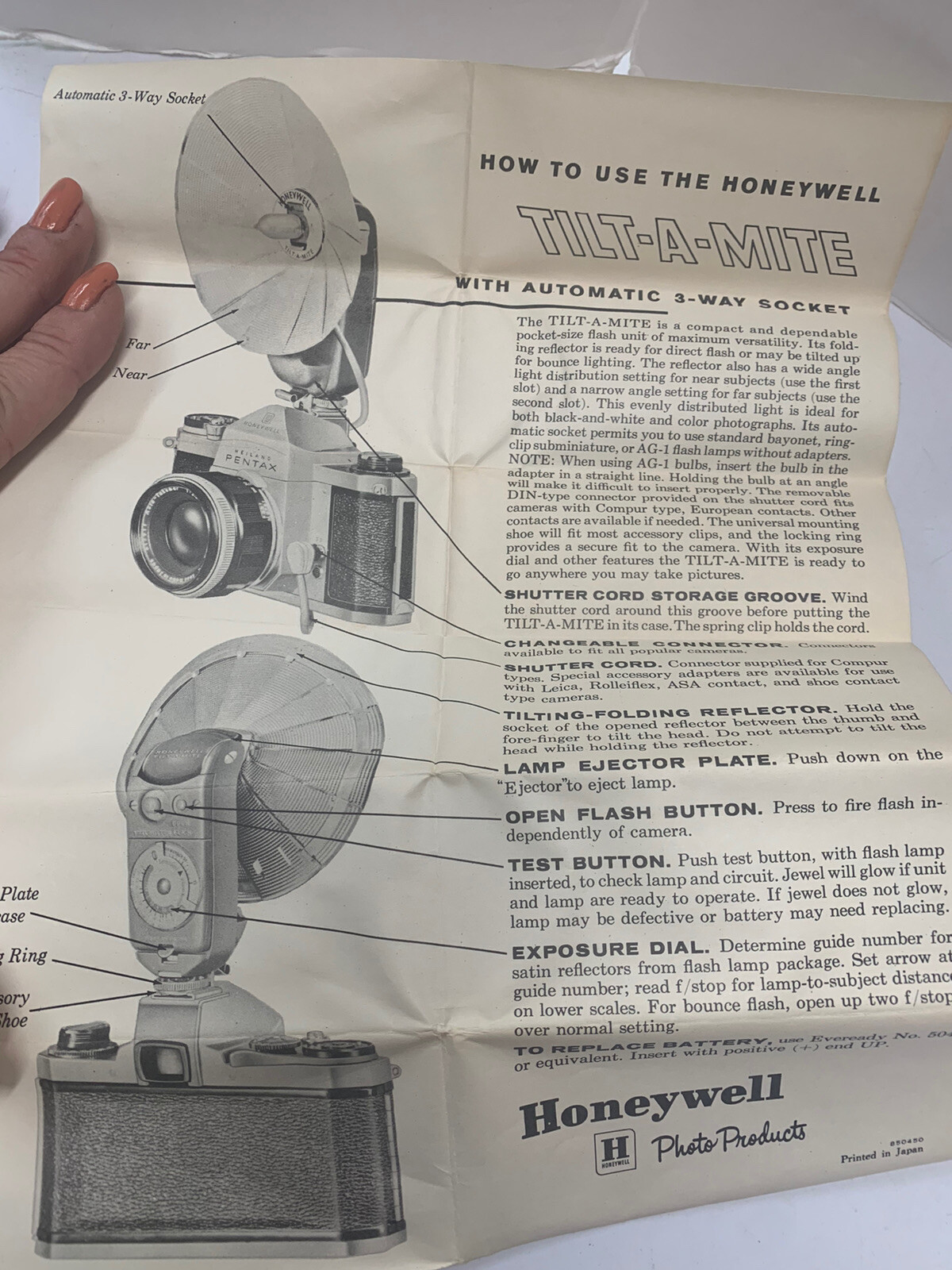 Vintage Honeywell Tilt-a-Mite Flash Unit With Original Papers & Box – EXCELLENT!