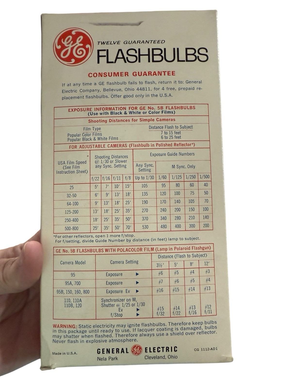 Vintage GE 12 Guaranteed Flashbulbs 5B Blue NOS Full