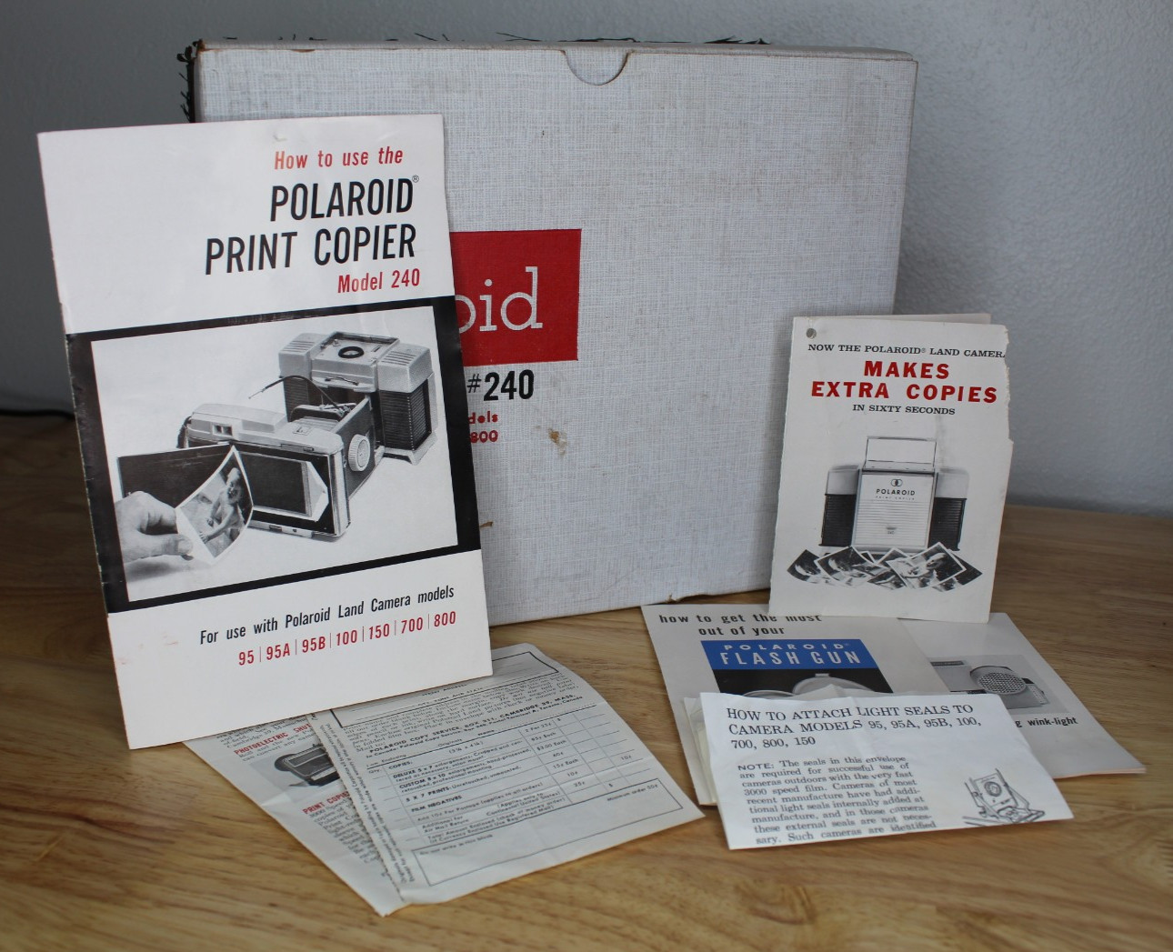 Polaroid Print Copier Model 240 with Box, Manual, Shutter Cable, and Filters