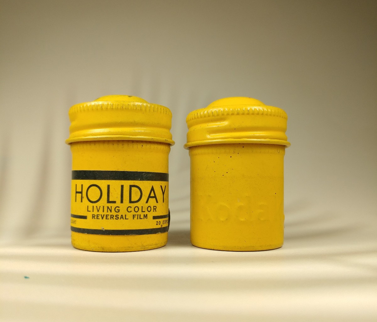 2 x Kodak 35mm Film Roll Embossed Container Metal Tin Can Canister