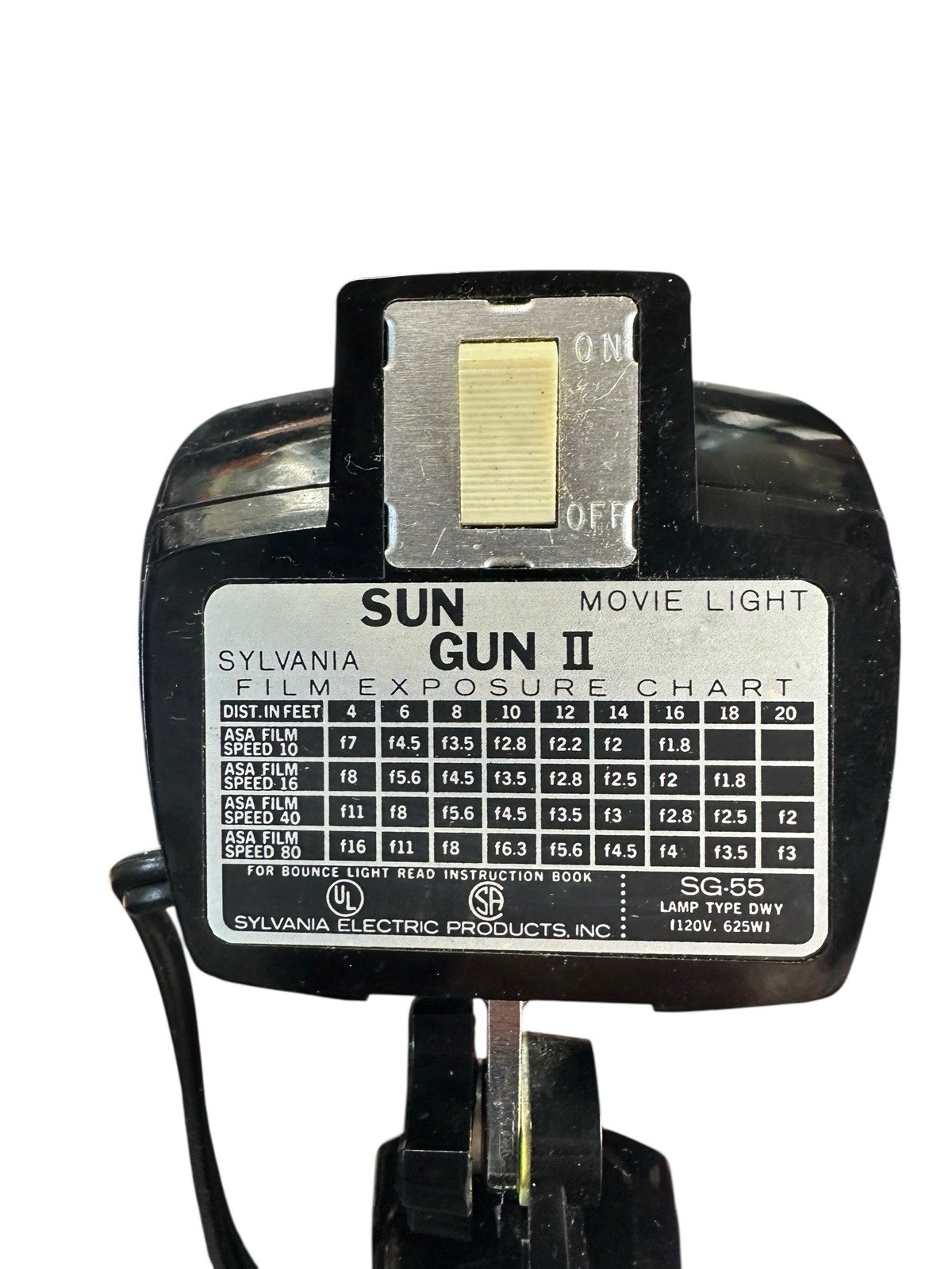 Sylvania Sun Gun II SG-55 Movie Light Vintage 120V Works w/ Box & Manual