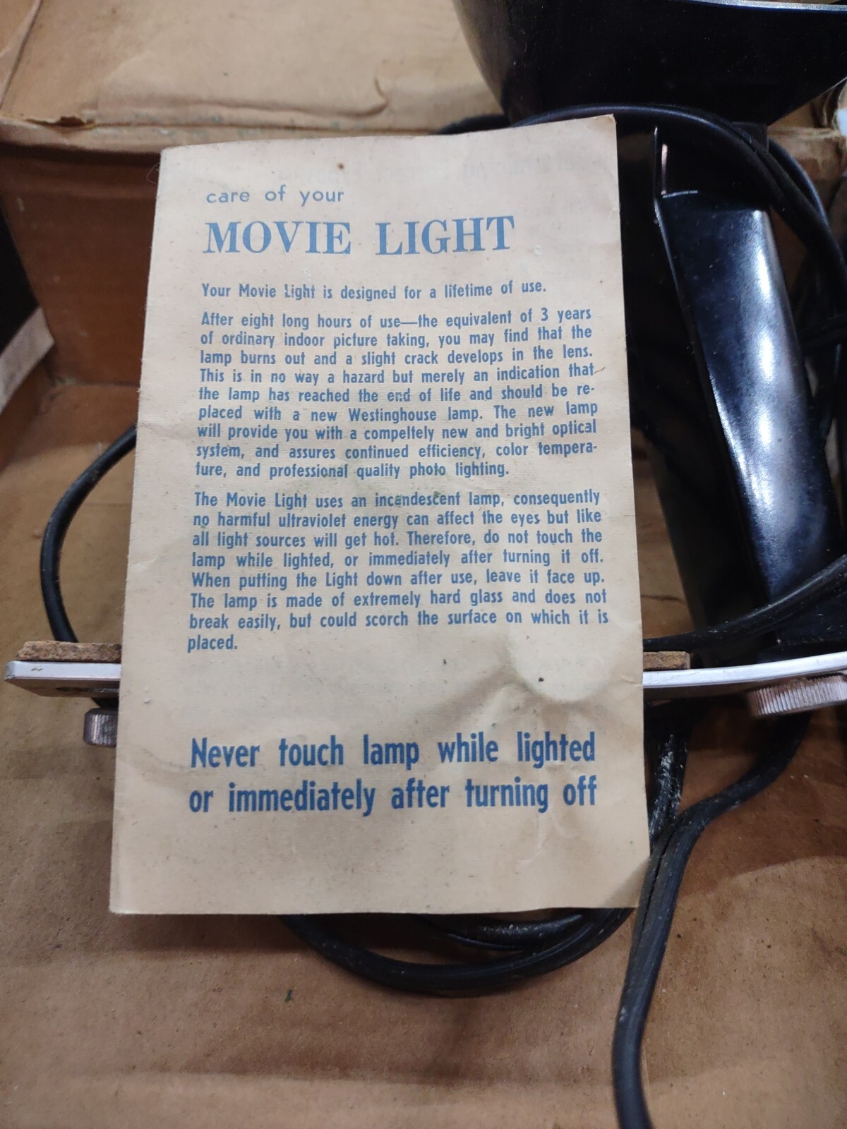 Westinghouse Deluxe 77 Sealed Beam Movie Light With Box VTG