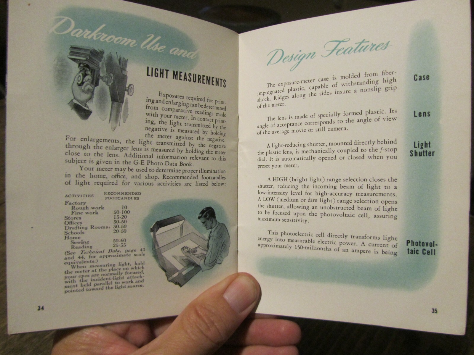 GE Exposure Meter PR-1 Manual Original 1948 Camera Book