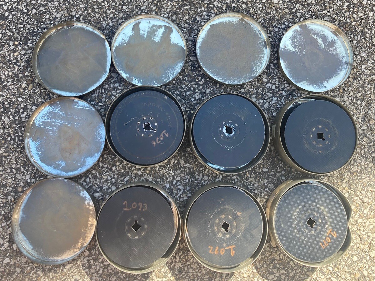 Vintage Agfa Ansco 4″ Tin Negative Film Canister 35mm 100FT with Reel Lot of 16
